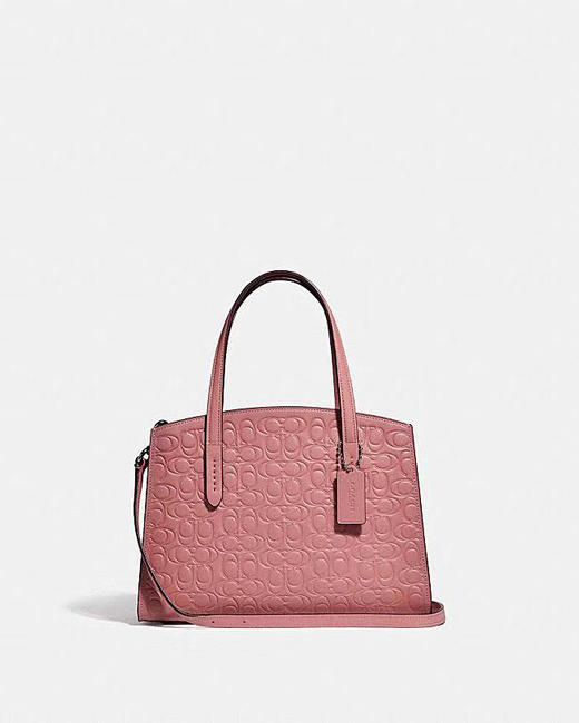 coach蔻驰女包charlie28女士手拎包斜挎包单肩包logo压花款