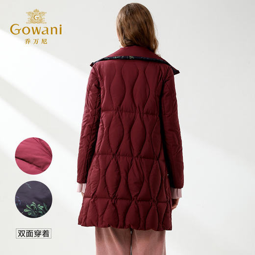乔万尼冬季白鸭绒羽绒服双面穿宽松中长款EN4T762 商品图3