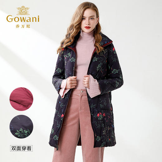 乔万尼冬季白鸭绒羽绒服双面穿宽松中长款EN4T762 商品图2