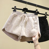 QXYC-羊羔毛抽绳松紧腰皮毛一体短裤 商品缩略图0