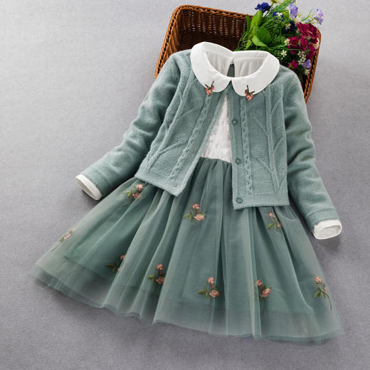ALBL9027新款女童洋气毛衣针织公主裙套装TZF 商品图1