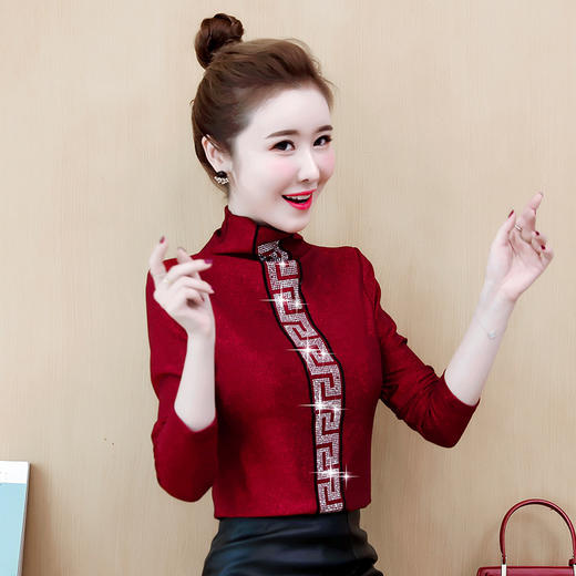 XY-3543秋冬新款时尚洋气半高领修身长袖保暖上衣 商品图4