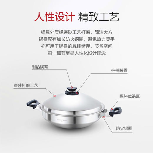 安利皇后中式不锈钢炒锅/低温免水保留营养NSF国际认证五层结构大空间/优异材质/人体工学设计/节能省钱 商品图1