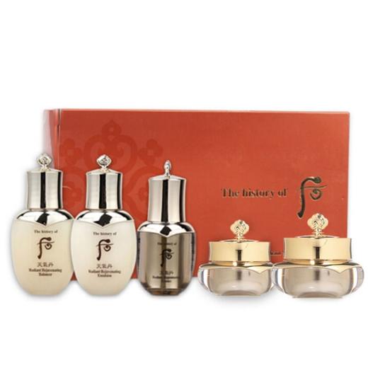 【香港直邮】韩国WHOO后天气丹花献光彩中样5件套 华泫礼盒（水25ml+乳25ml+精华8ml+面霜10ml+眼霜5ml） 商品图0