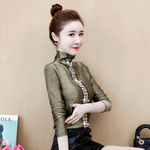 XY-3543秋冬新款时尚洋气半高领修身长袖保暖上衣 商品图3