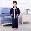 XH-J秋冬新款儿童法兰绒睡衣水晶绒三层夹棉套装 商品缩略图1