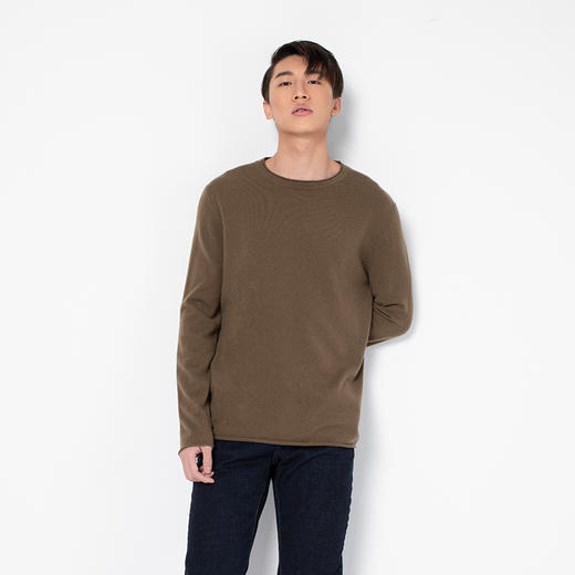 322经典款男士纯山羊绒散边圆领套头衫 商品图0