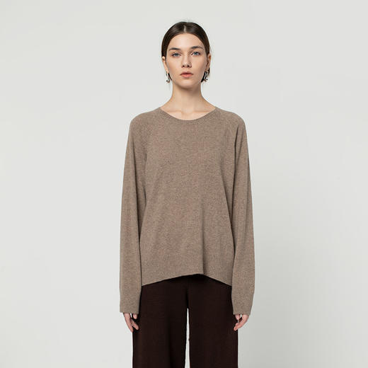 322经典款女士无染色纯羊绒插肩袖圆领套头衫 商品图0