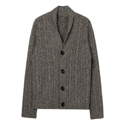 322经典款男士纯山羊绒花纱四粒扣开衫 商品图3