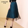 （VIP福利 性价比超高！售完下架！ 不退不换）百褶网纱松紧腰复古孔雀绿半身裙 商品缩略图0