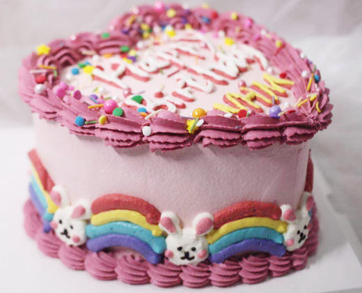 女孩款 可爱小兔子 奶油霜手绘 多巴胺色系 复古裱花 商品图1