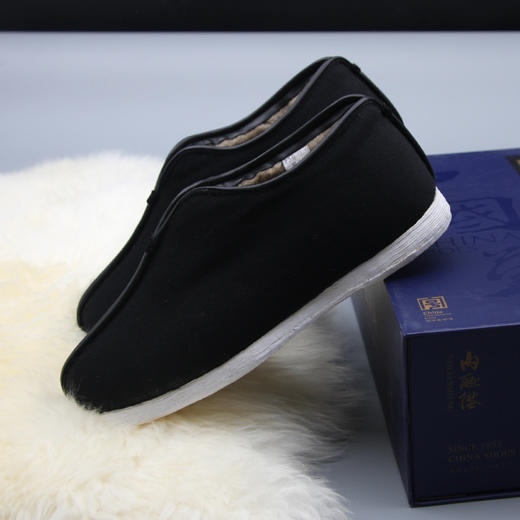 内联升男棉鞋冬季保暖手工千层底贴胶毛绒里骆驼安棉8175g