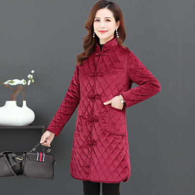 NP【168-8】	妈妈冬装棉衣中长款金丝绒外套加绒加厚棉袄中老年 商品图1
