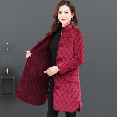 NP【168-8】	妈妈冬装棉衣中长款金丝绒外套加绒加厚棉袄中老年 商品图2