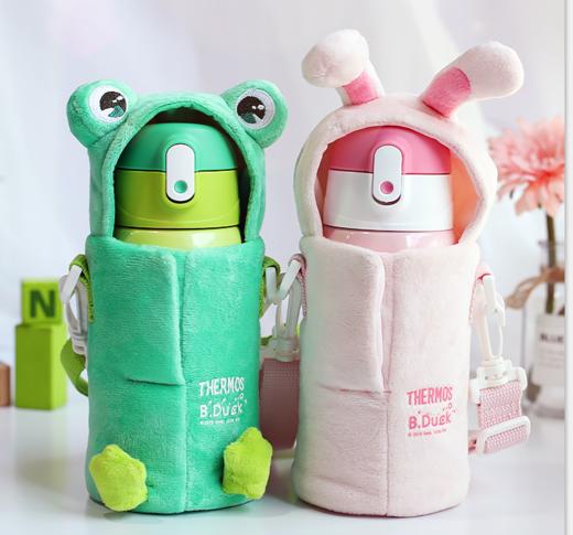 膳魔师儿童保温杯小兔子青蛙杯套吸管杯背带水壶便携水杯宝宝 商品图0