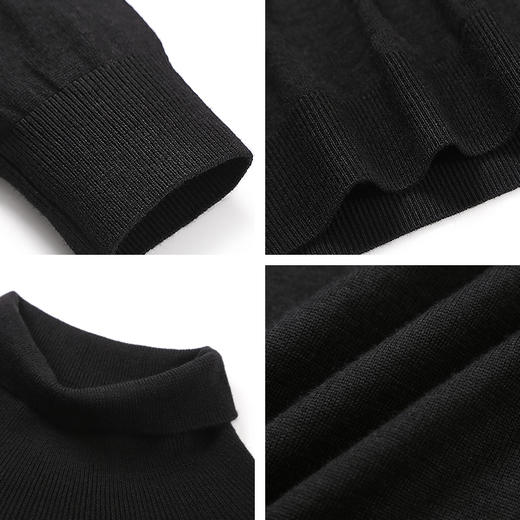 拇指衣橱黑色高领毛衣,选用意大利进口最高品质的羊毛原料,0线头0起球