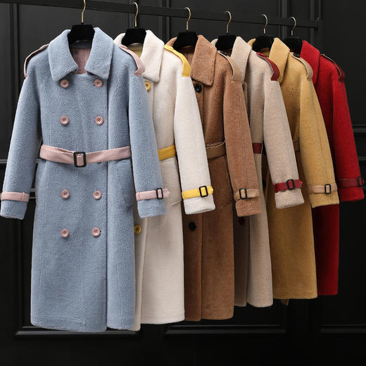 DX-19011冬季新款皮毛一体女装颗粒羊绒皮草外套 商品图3