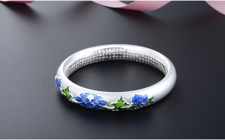 yjyjas001938民族风花纹珐琅银镯子