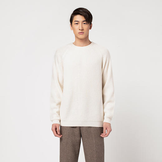 322经典款男士纯山羊绒圆领插肩套头衫 商品图0