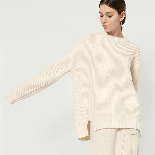 322经典款女士无染色纯羊绒大廓形圆领套头衫 商品图3