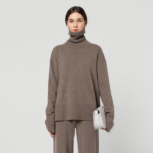 322经典款女士无染色纯羊绒落肩袖高领套头衫 商品图0