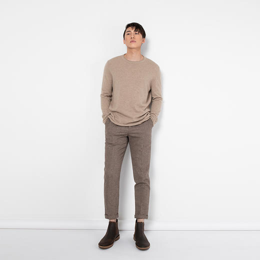 322经典款男士纯山羊绒散边圆领套头衫 商品图2