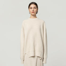 322经典款女士无染色纯羊绒大廓形圆领套头衫