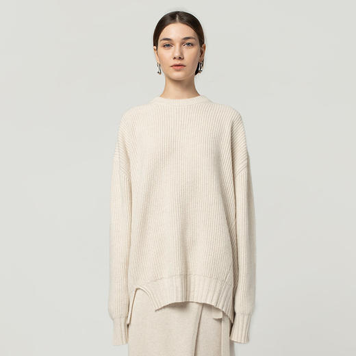 322经典款女士无染色纯羊绒大廓形圆领套头衫 商品图0