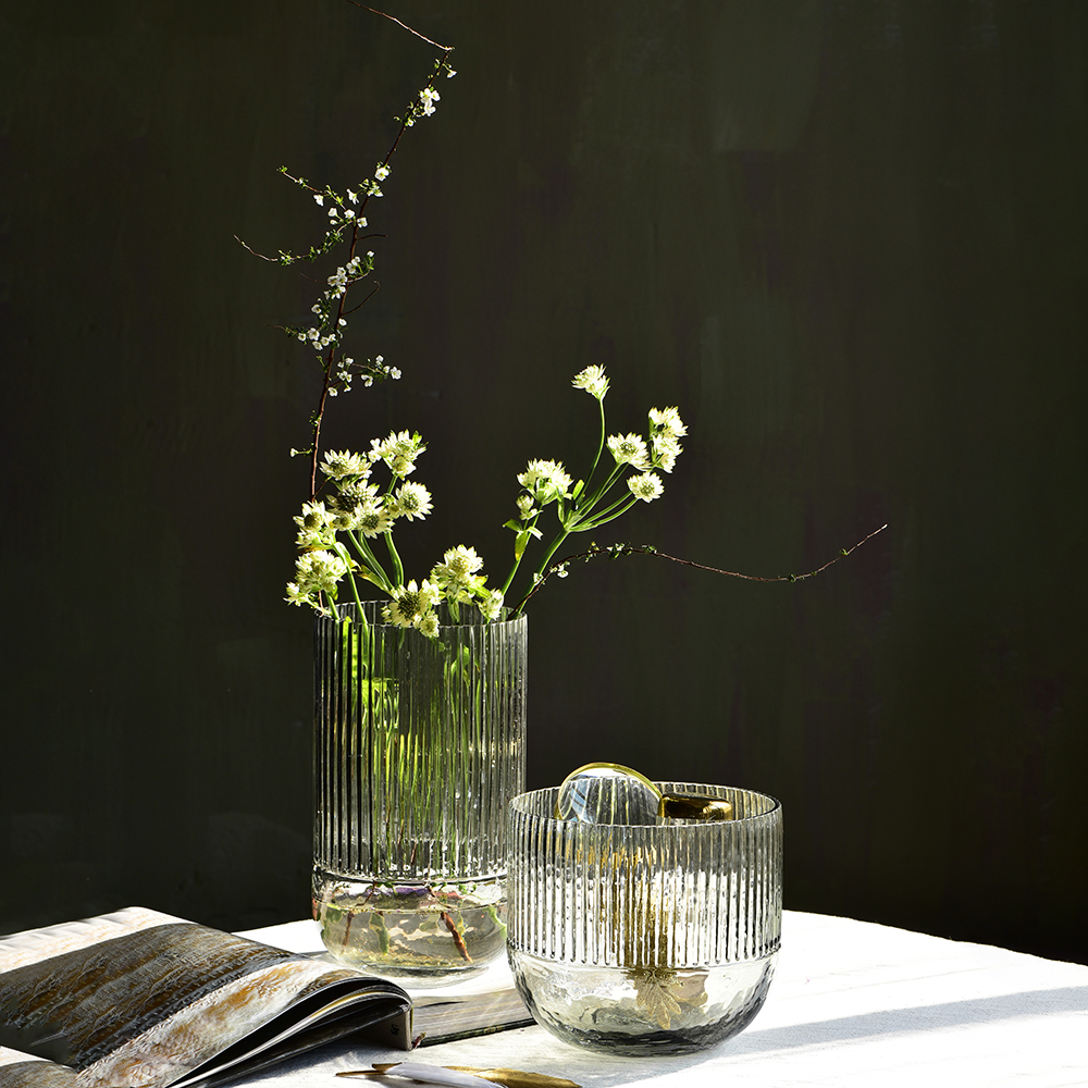 碧轩现代轻奢玻璃花瓶摆件 家居装饰品酒店样板间花器餐桌客厅插花瓶