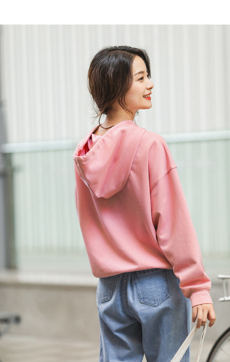 茵曼卫衣女2020春装新款文艺趣味图案印花落肩袖连帽百搭套头衫