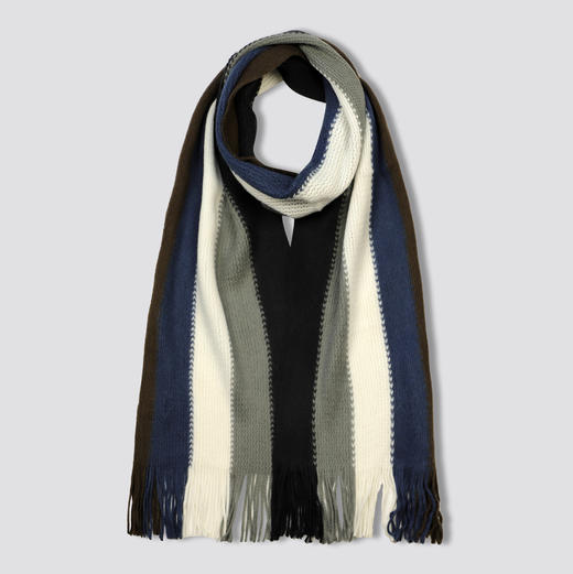 CESARE BRUNI品牌，五色拼色竖条针织围巾 47123 上 商品图7