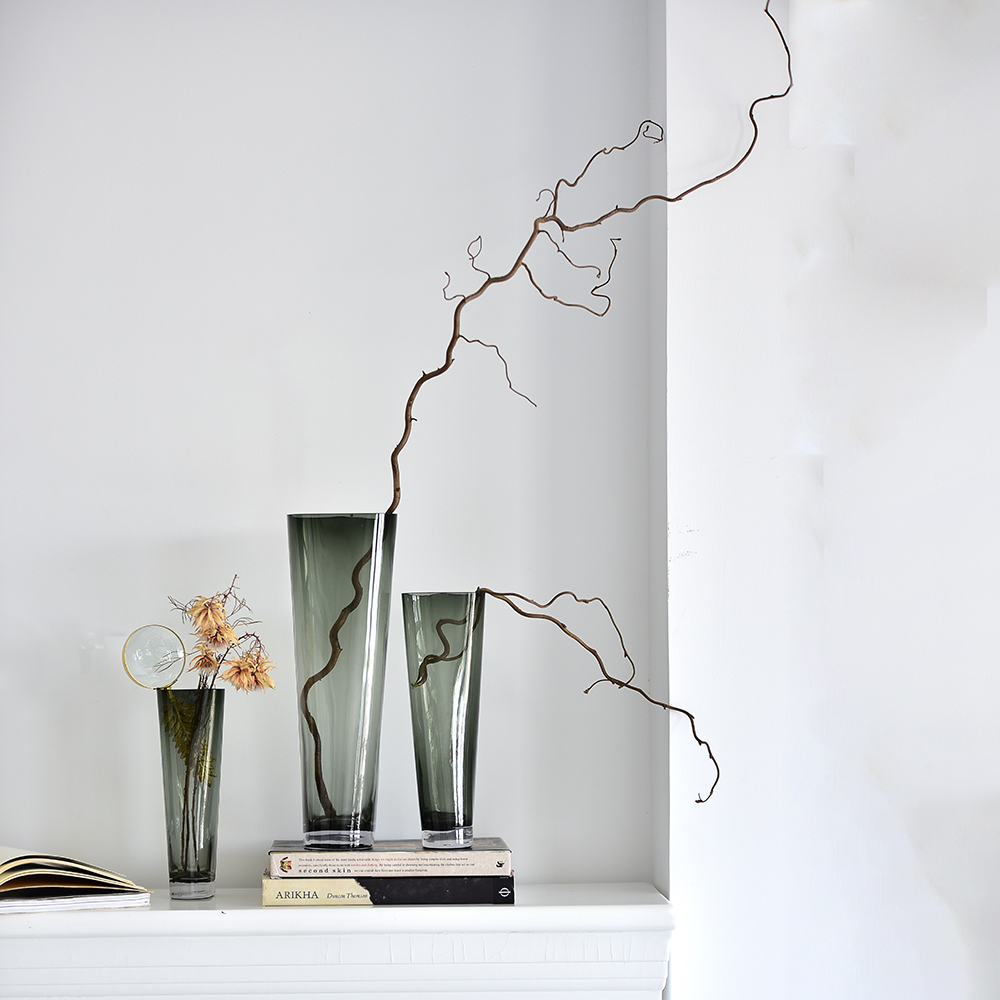 碧轩现代简约玻璃花瓶摆件 手工出口玻璃花瓶餐厅客厅卧室桌面装饰品