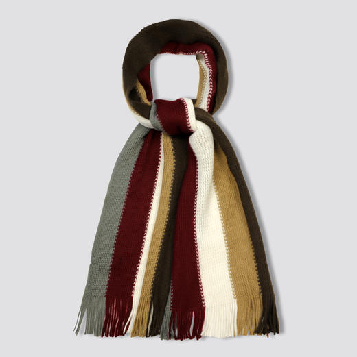 CESARE BRUNI品牌，五色拼色竖条针织围巾 47123 上 商品图0