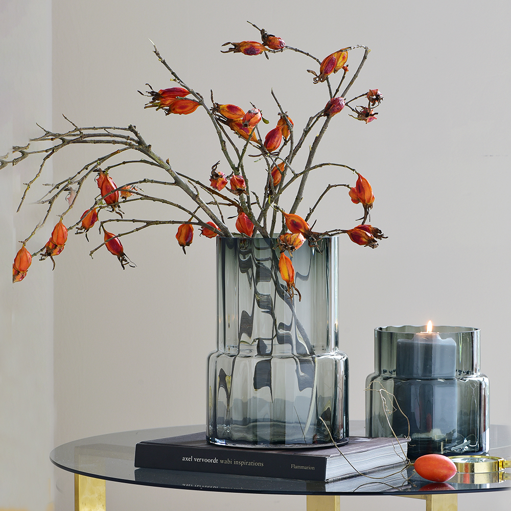 碧轩现代轻奢玻璃花瓶摆件 家居装饰品酒店样板间花器餐桌客厅