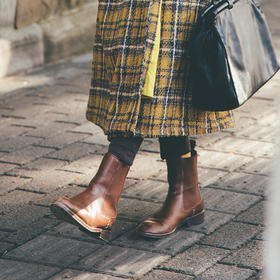 【守护绽放】绽放D1091朵/潮你/2019秋冬女新款复古靴子头层牛皮短靴切尔西靴