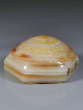 三色纹理老玛瑙六角珠 顺丰包邮