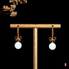 18K玫瑰金和田玉（白玉）玉珠蝴蝶结耳饰 /玉珠8mm/总长25mm 商品缩略图0