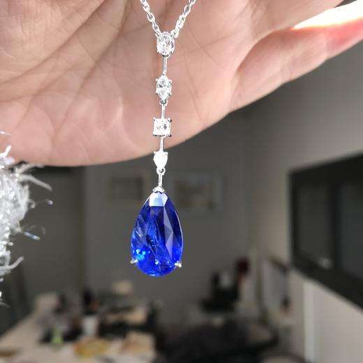 【珝设计】无烧皇家蓝蓝宝石水滴吊坠（12ct） 商品图3