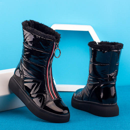 KLF-C6冬季新款百搭白色短筒中筒平底棉靴子 商品图1