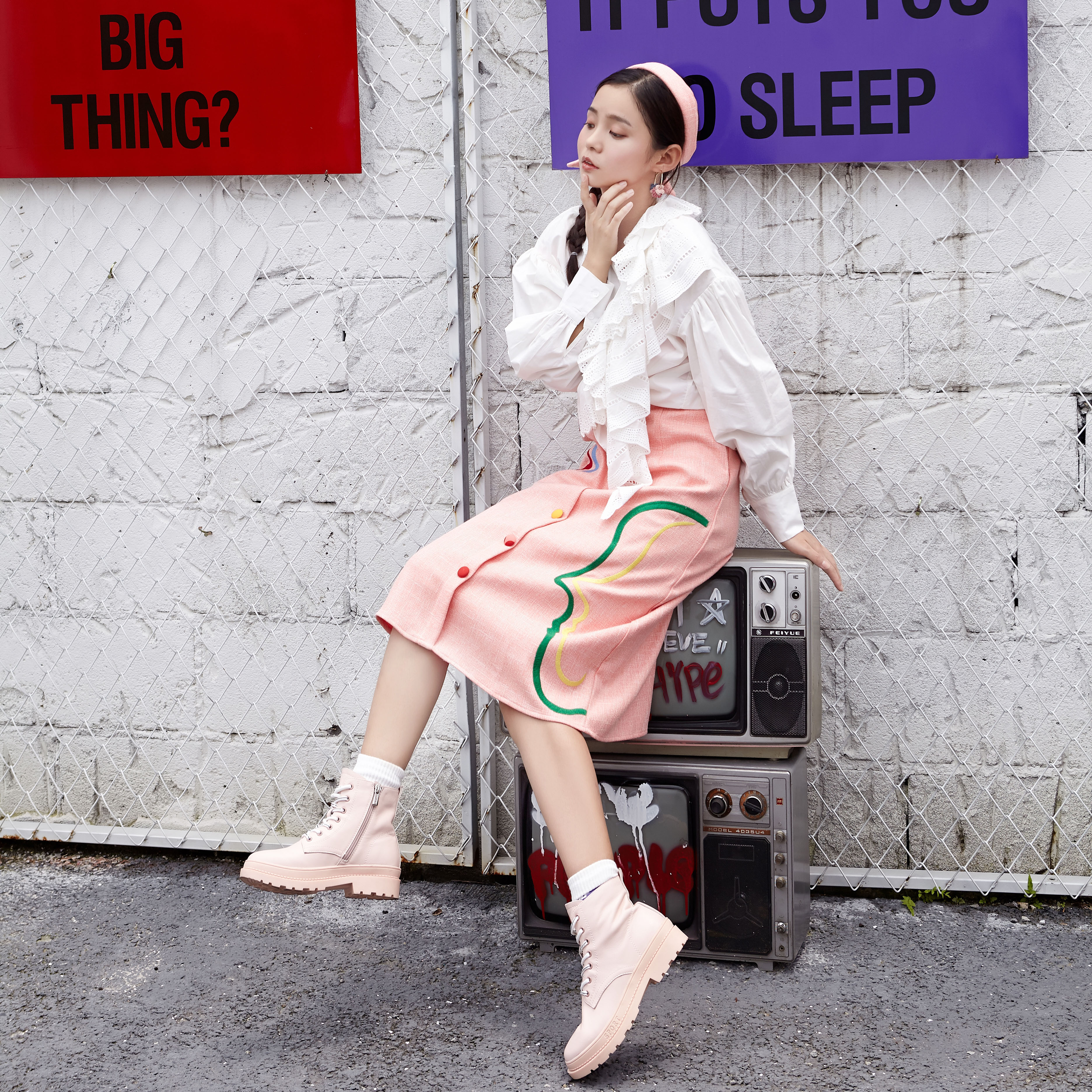 商场同款| safiya索菲娅牛皮三色马卡龙短靴马丁靴四季款SF94116002