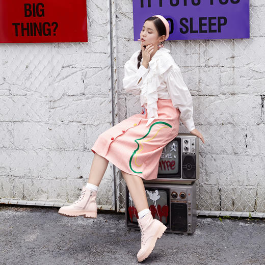 Safiya/索菲娅 秋冬字母绒里牛皮短靴马丁靴 SF94118002/SF94116002 商品图4