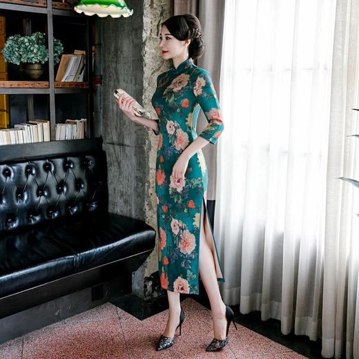 GSJ A83002优雅复古大码鹿皮绒旗袍 商品图1