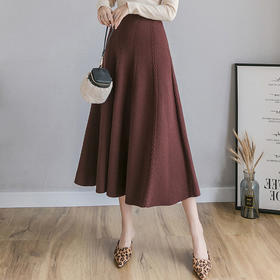 加厚半身裙针织女秋冬高腰纯色中长款伞裙大摆毛线裙子
