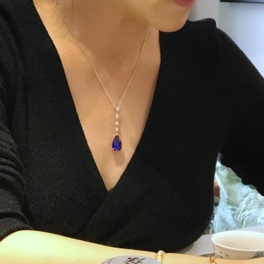 【珝设计】无烧皇家蓝蓝宝石水滴吊坠（12ct） 商品图4