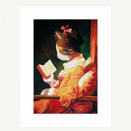 【清仓优惠】猫与名画 《读书少女》 温特图尔奥斯卡·莱因哈特 油画 商品图0