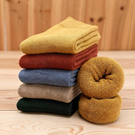 袜子女袜冬季加绒加厚保暖毛圈袜内衣纯色女士中筒袜毛巾袜 商品图5