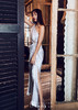 AtelierMissLu / Athena-银白高腰开叉露肩长款连衣裙 商品缩略图1