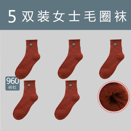 袜子女袜冬季加绒加厚保暖毛圈袜内衣纯色女士中筒袜毛巾袜 商品图9