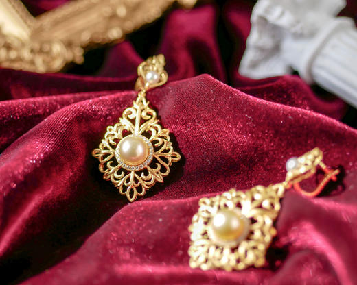 「天堂的凝望」金珠黄金耳环 商品图2