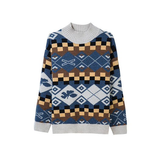 FCY-MYN1939冬季新款宽松时尚潮流百搭款套头半高领毛衣外套 商品图4